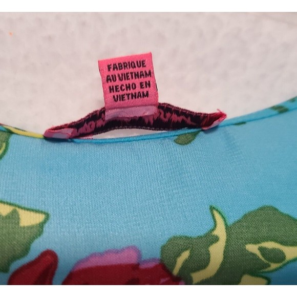 Betsey Johnson Tunic Top Women's M Colorful Floral Bell Sleeve Tie Sash Blouse - Picture 9 of 11